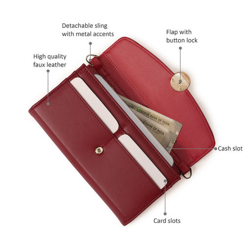 Buy Fastrack Red Solid Wallet with Detachable Chain Strap Online