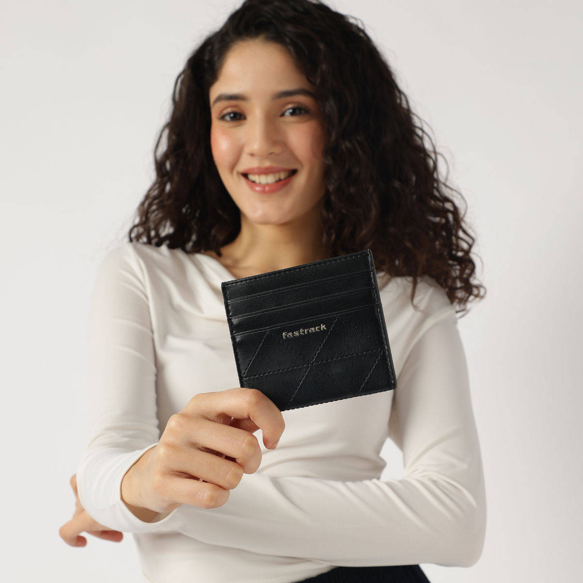 Fastrack Black Solid Card Case