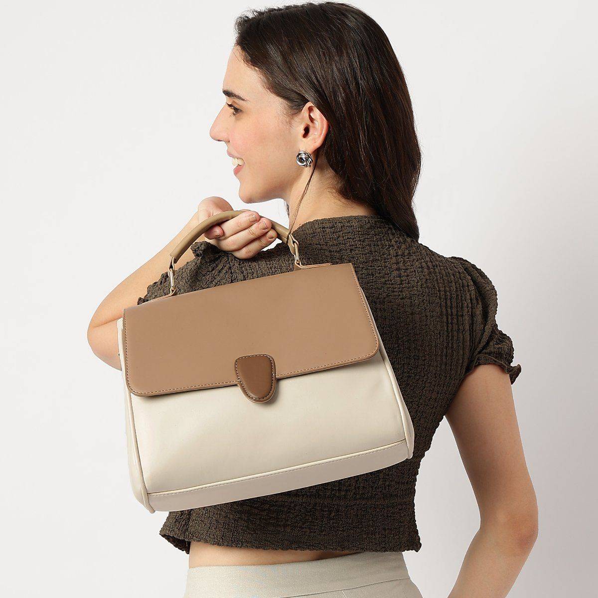 Fastrack Off White Colorblock Daily Drip Slingbag with Detachable Strap