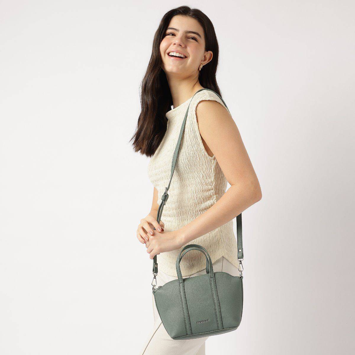 Fastrack Green Textured Smooth Talker Sling Bag