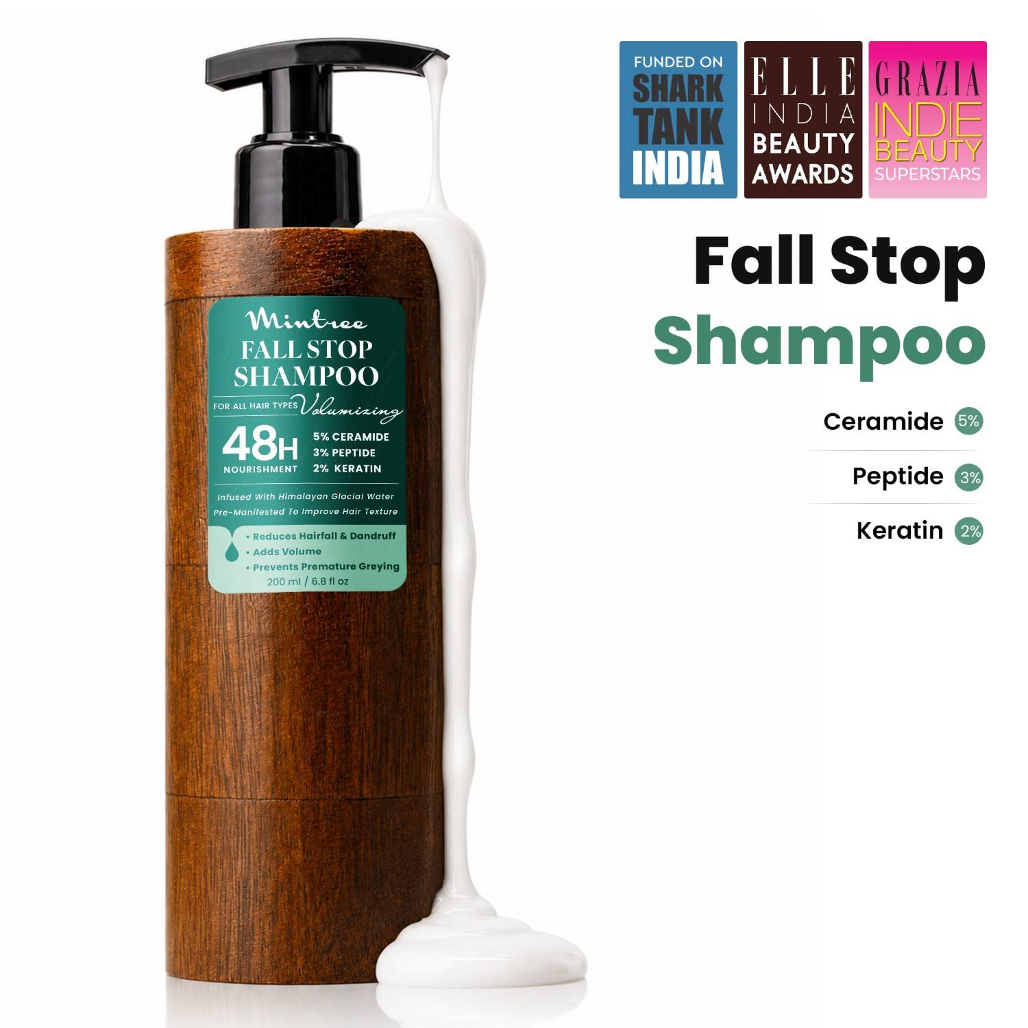 Mintree Organic Anti Hair Fall Shampoo with Ceramides&Rosemary Oil for Dry&Frizzy Hair|For Men&Women