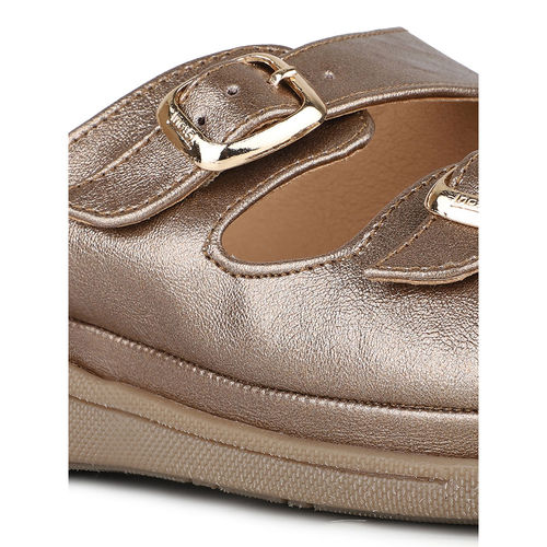 Buy Women Brown Ethnic Solid Pattern Open Toe Slip-On