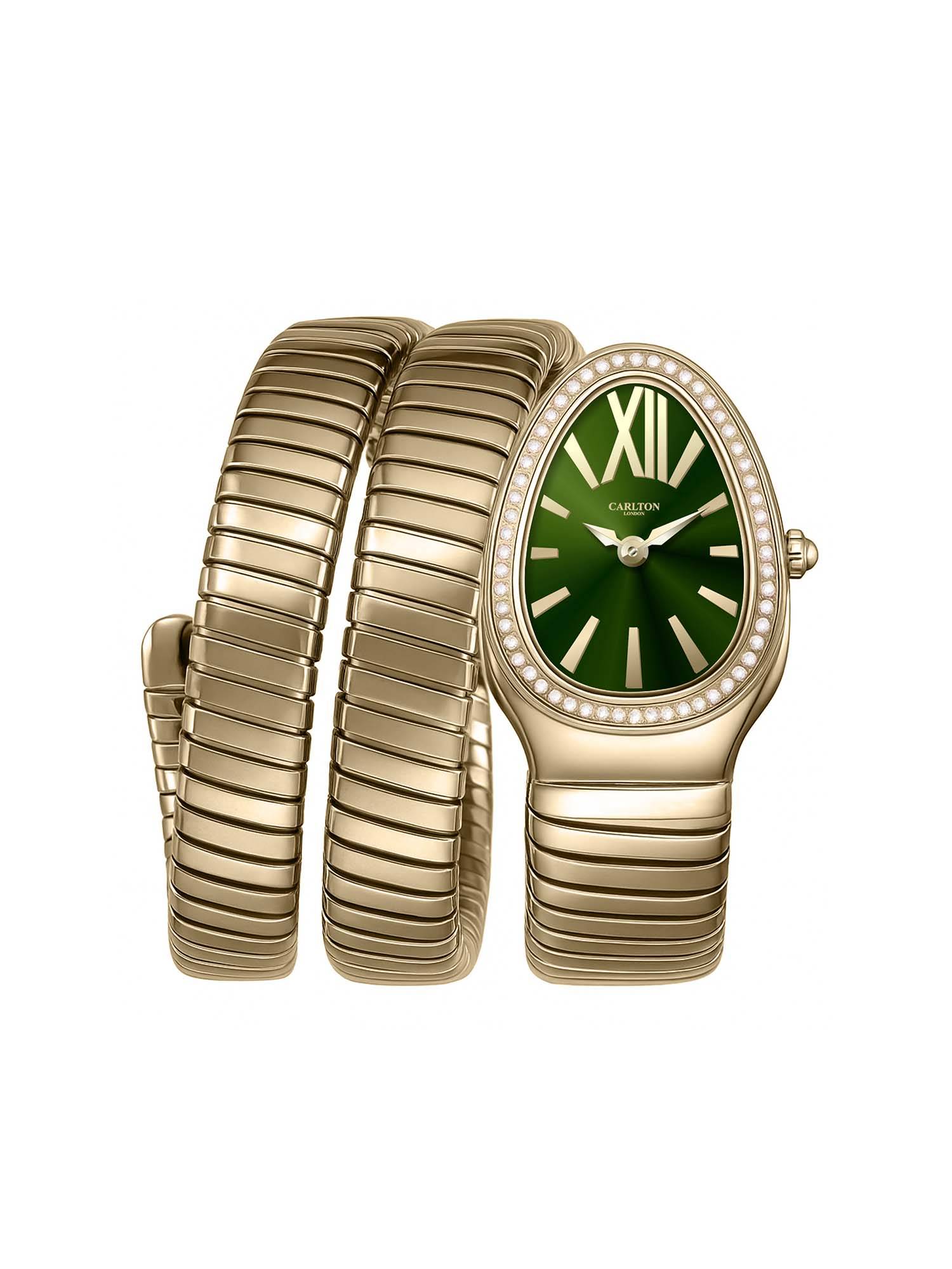 Carlton London Women Charmer Green Dial Stainless Steel Analog Watch - CLW-SNK-A3GN (M)