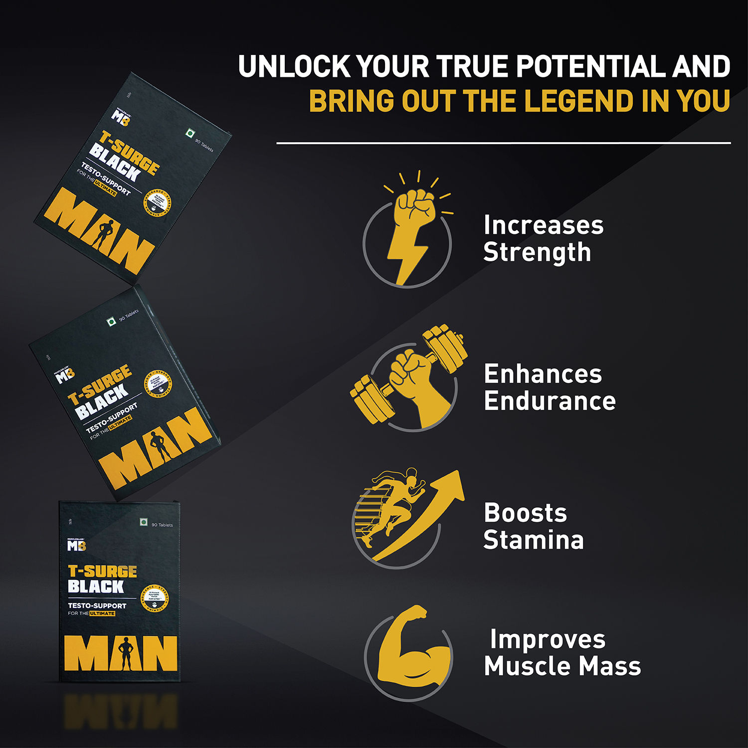 Buy MuscleBlaze TSurge Black Testosterone Booster For Men Online