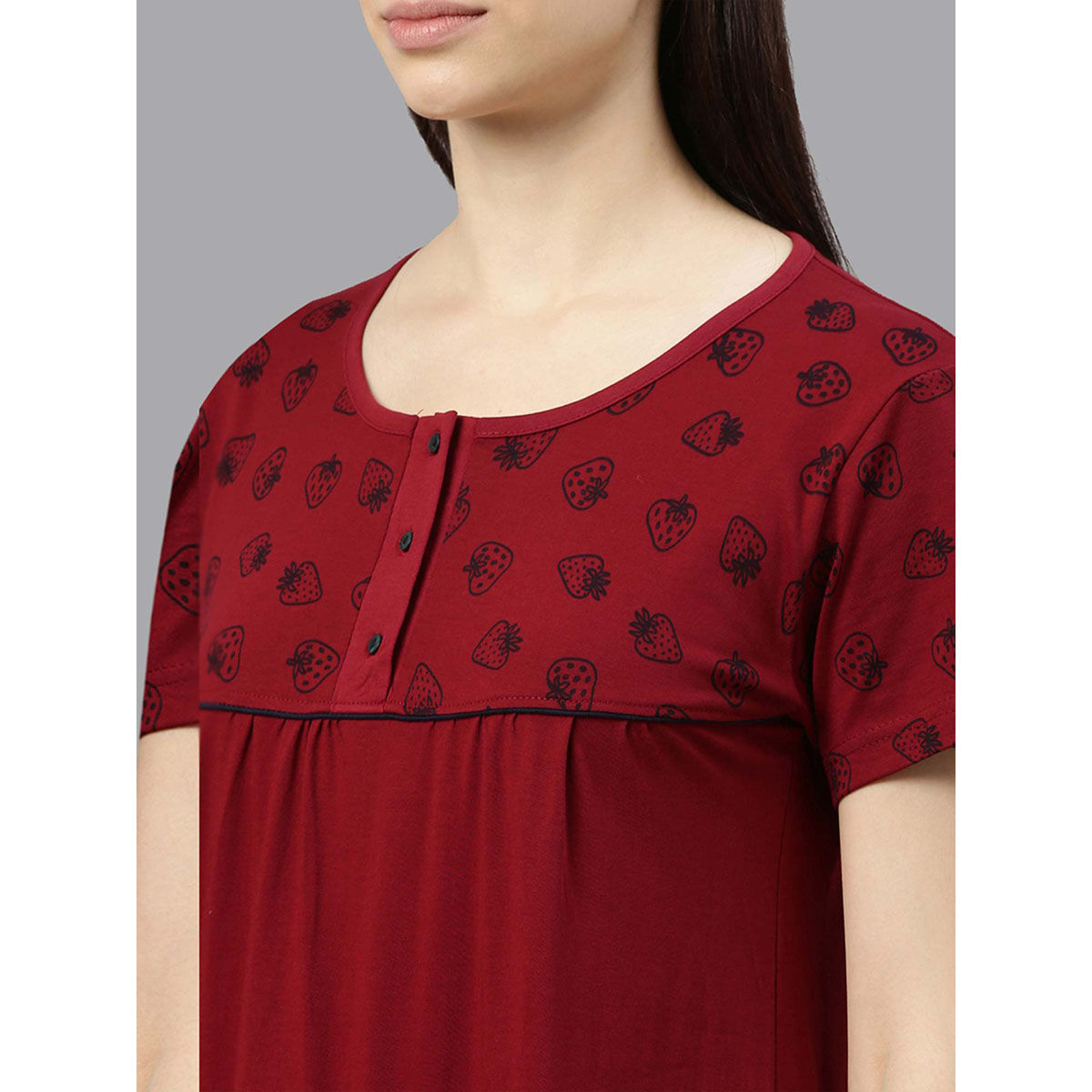 Kryptic Maroon Printed Nightdress For Women Buy Kryptic Maroon Printed