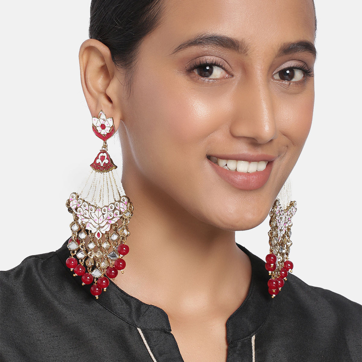 Peora Gold Plated Traditional Handcrafted Meena Work Dangle Earrings ...