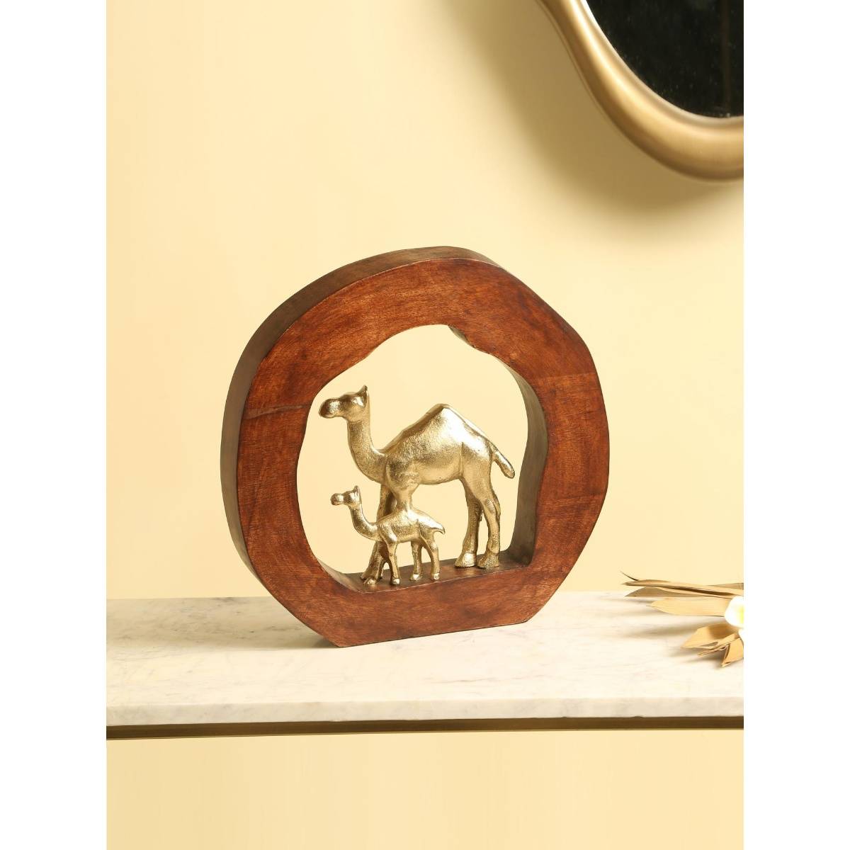Manor House Camels Metal Sculpture On Wooden Stand