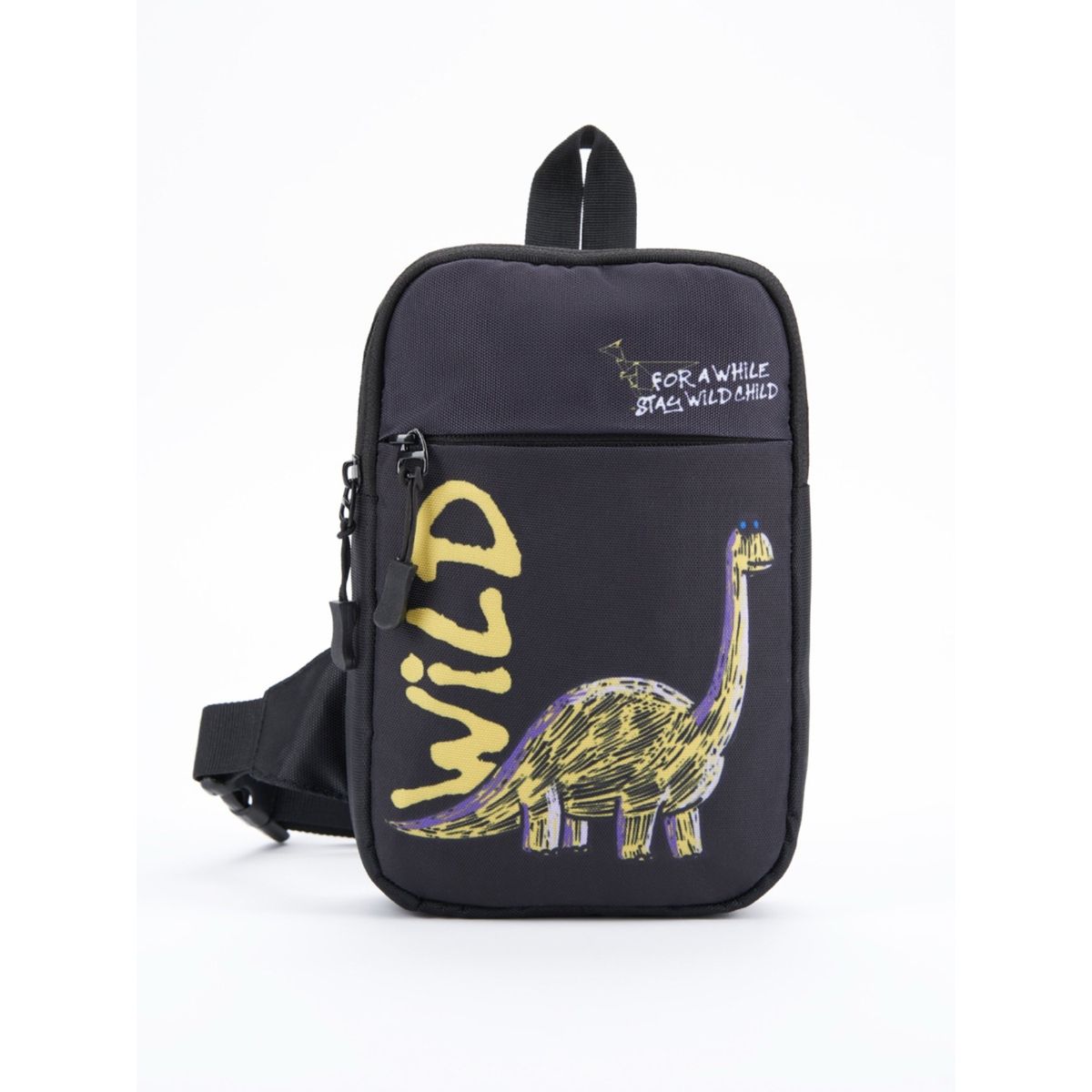 Buy Bewakoof Unisex Black Wild Child Printed Sling Bag Online