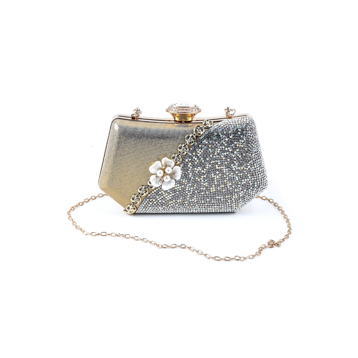 Buy Odette Starlet Metallic Floral Clutch Handbag Online