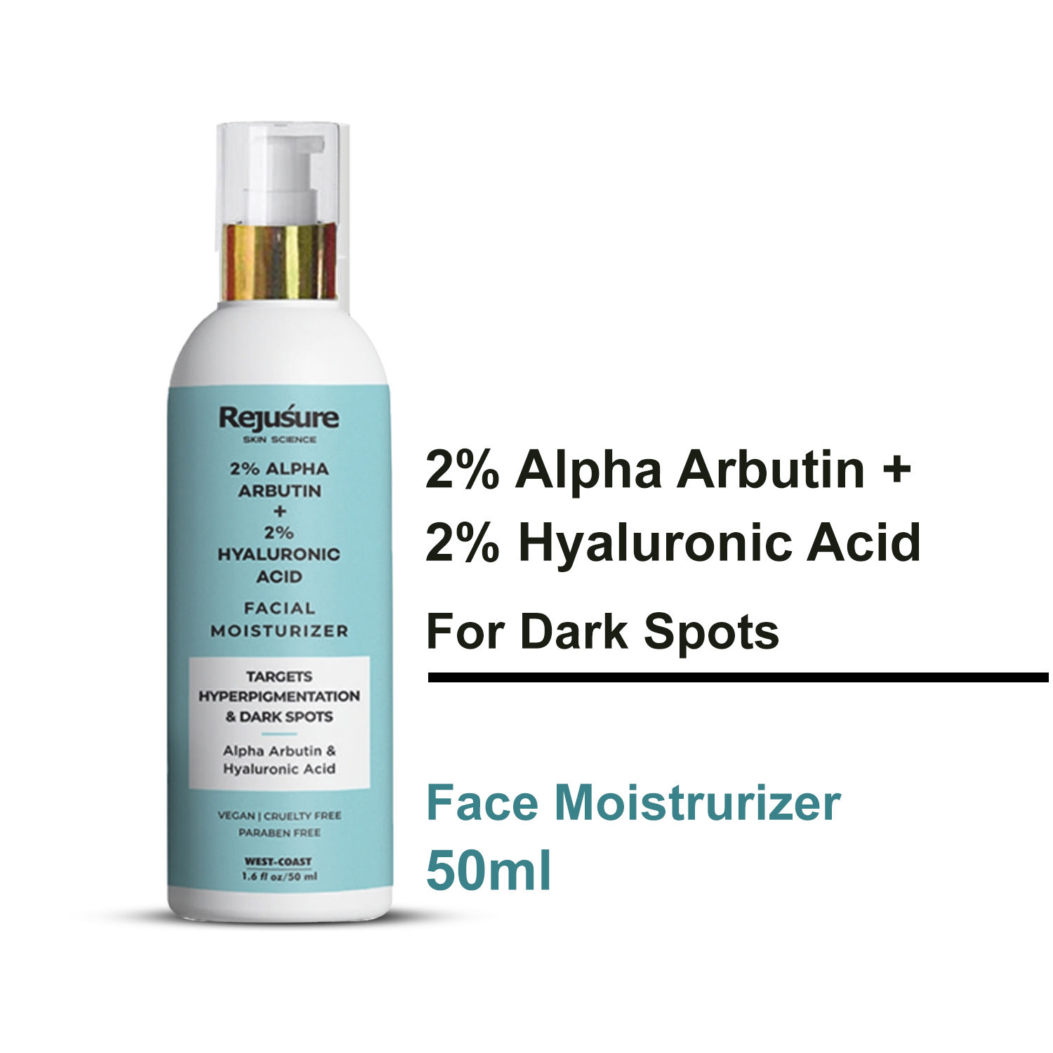 Rejusure Alpha Arbutin 2% + Hyaluronic Acid 2% Face Moisturizer