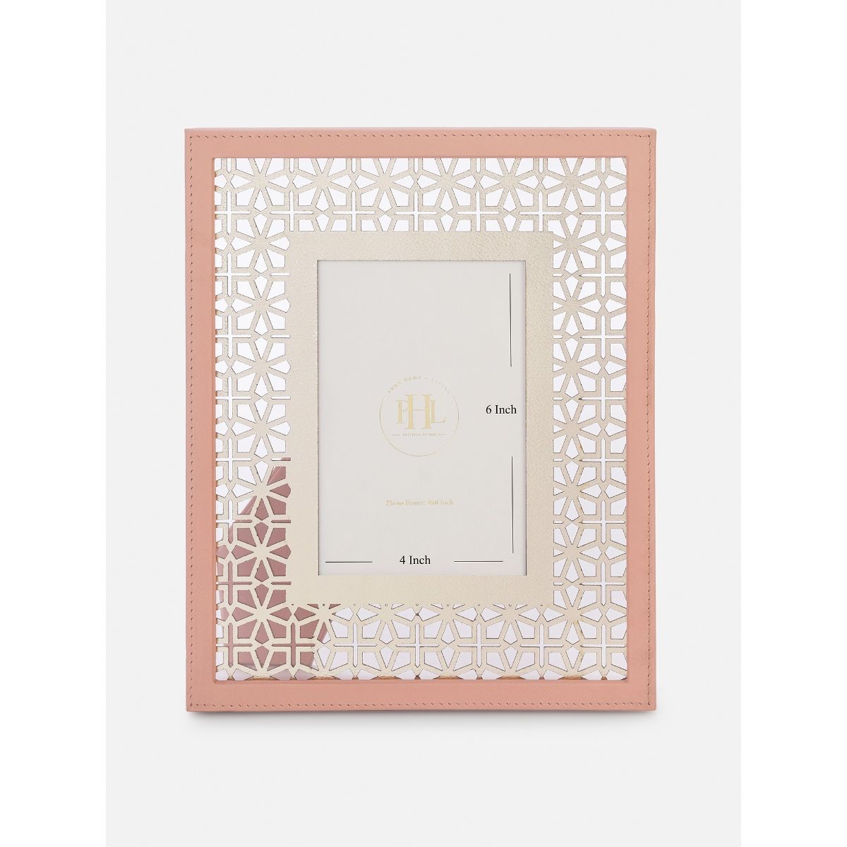 Buy Pure Home + Living Pink and Gold Lazer Cut Faux Leather Photo Frame