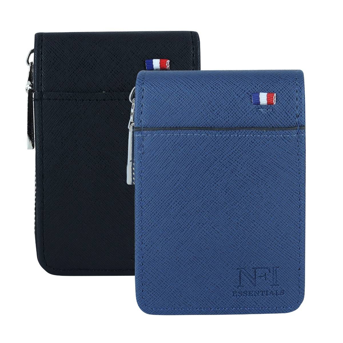 NFI Essentials PU Leather 9 Slots Card Holder - Blue & Black (Pack of 2)