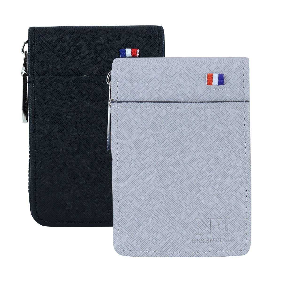 NFI Essentials PU Leather 9 Slots Card Holder - Grey & Black (Pack of 2)