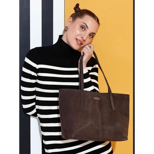 Saint G Brown Leather Structured Shoulder Bag