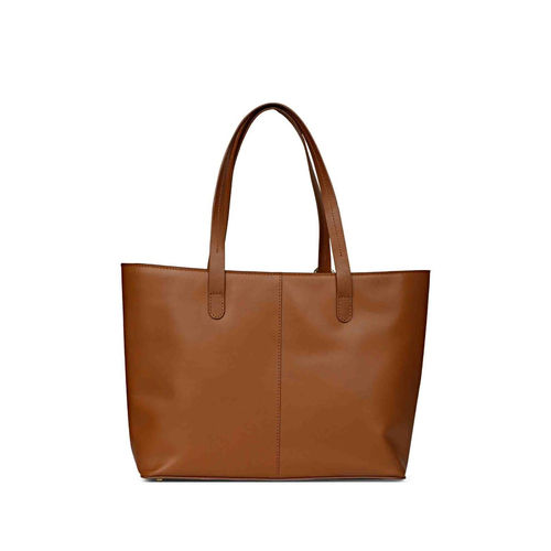 Saint G Tan Leather Structured Shoulder Bag