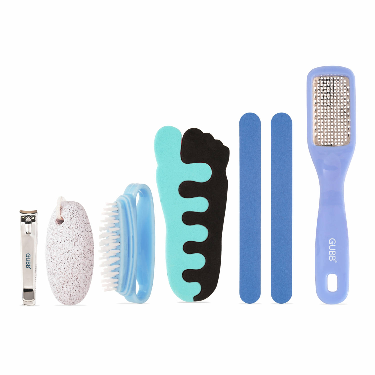 GUBB Pedicure Kit 7 In 1 - Nail Clipper, Pumice Stone, Nail Buffer, Nail Brush
