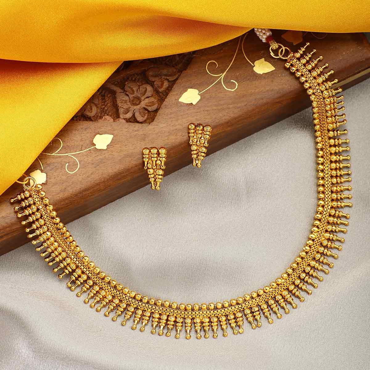 Peora 18K Gold Plated Stylish Party Wear Fancy Choker Necklace Jewellery Set (PF04N132)