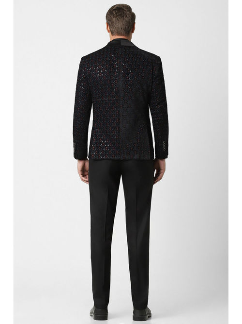 Buy Peter England Men Black Embroidered Slim Fit Formal Blazer