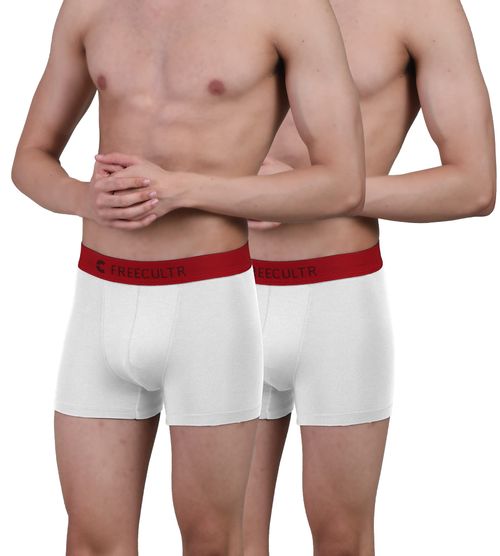 Buy FREECULTR Mens Underwear AntiBacterial Micromodal AntiChaffing Trunk,  Pack of 2 - White Online