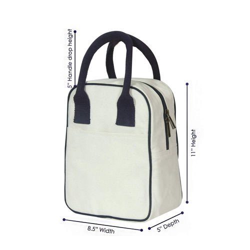 Anchor Print Canvas Insulated Lunch Bag 