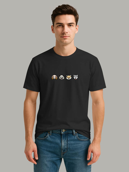 Buy BULLMER Black Trendy Printed Round Neck Half Sleeve T-shirt Online