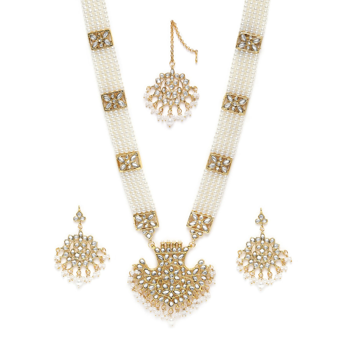 Zaveri Pearls Antique Gold Tone Long 