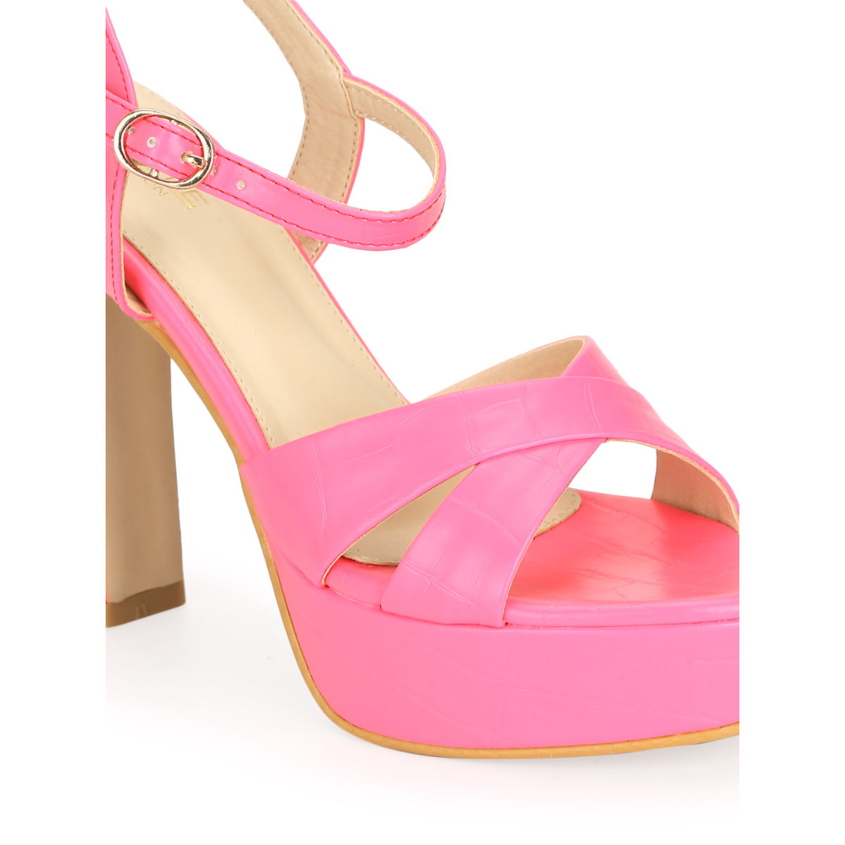 Neon pink best sale chunky heels