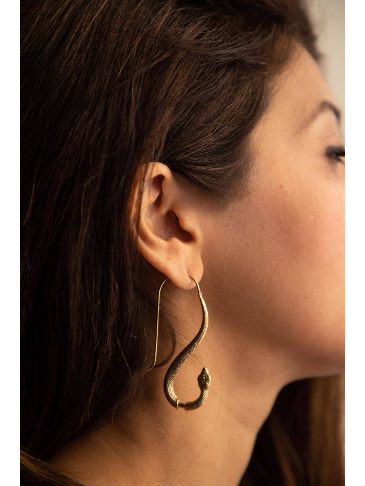 SOUL WORKS Gold Serpent Drop Earrings