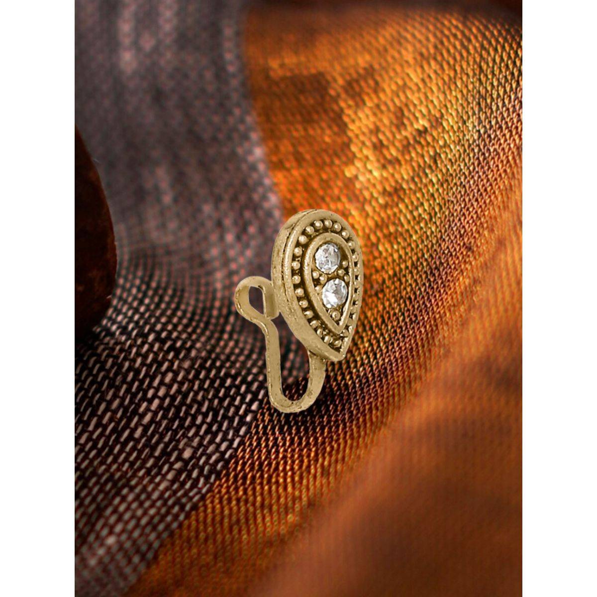 OOMPH Antique Gold Tone Ethnic Nose Pin