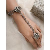 Diamond Leaf Hand Harness Bracelet Bangle Chain Finger Ring for Women  Jewelry Accessories New