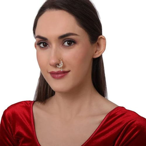 Accessher Delicate Contemporary Style American Diamond Nose Ring for Women  and Girls