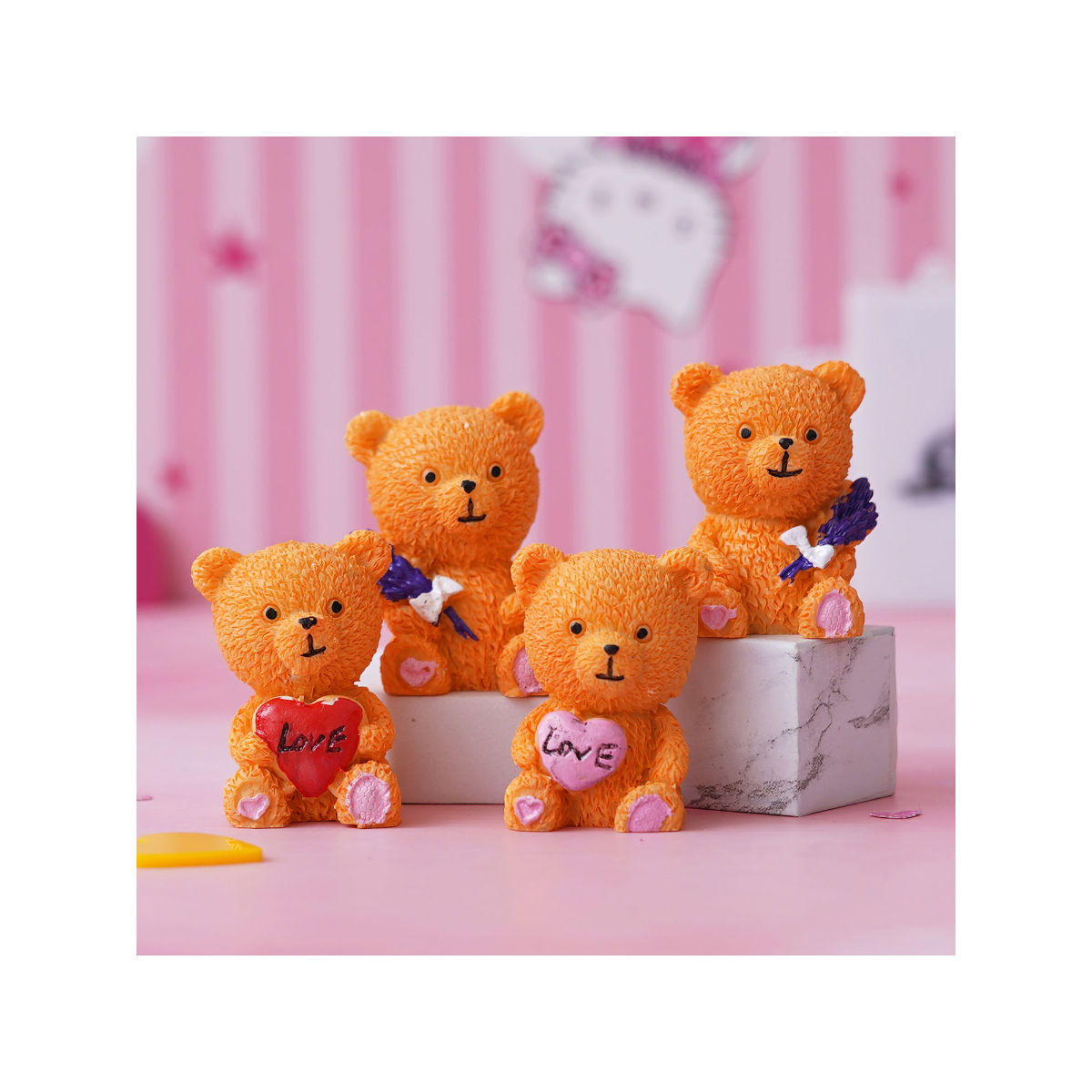  Teddy Bear 2001 コレクション Buy eCraftIndia Set of 4 Cute Teddy Bears with Love Heart and