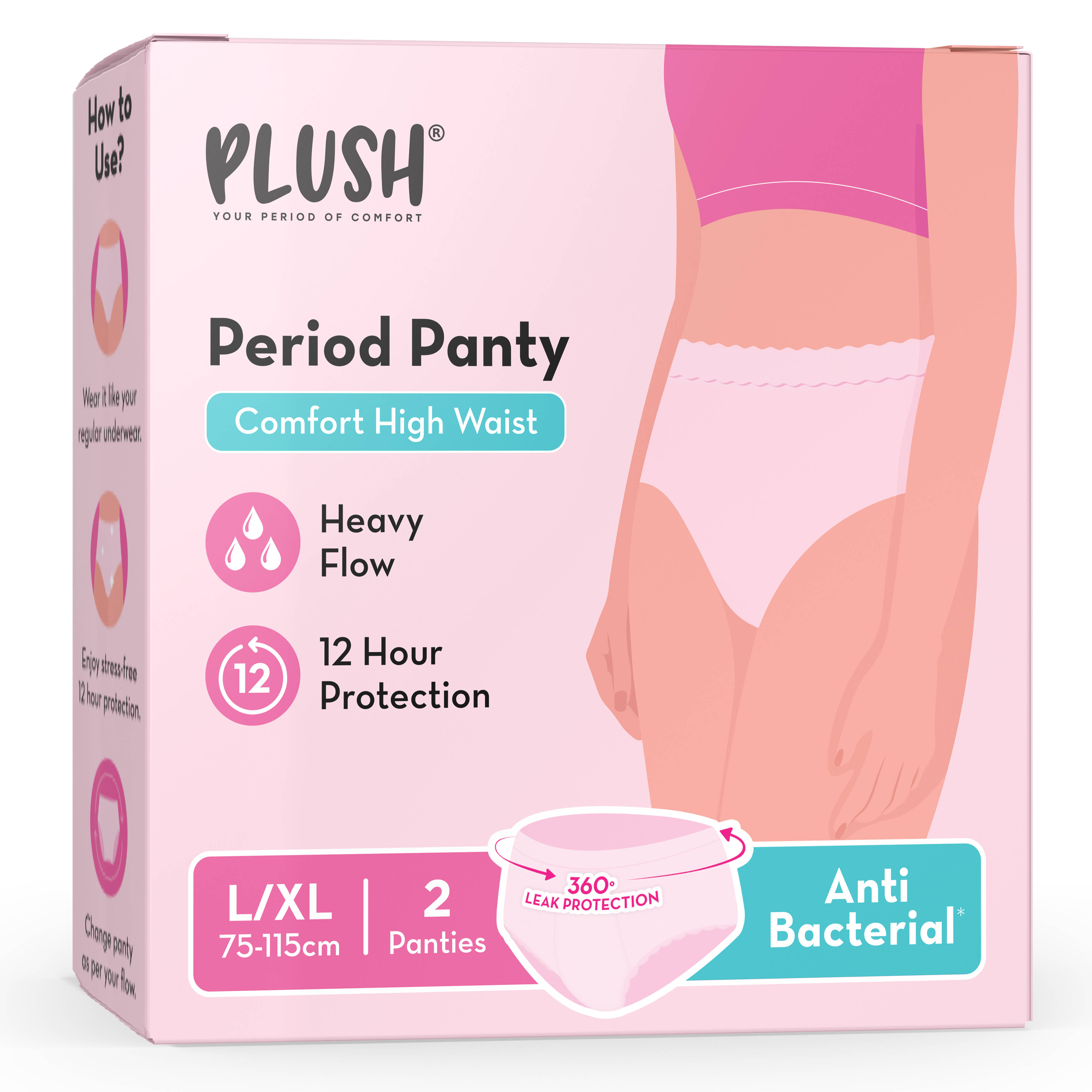 Plush 100% Leakproof High Waist Disposable Period Panty L-XL 12 Hour Protection