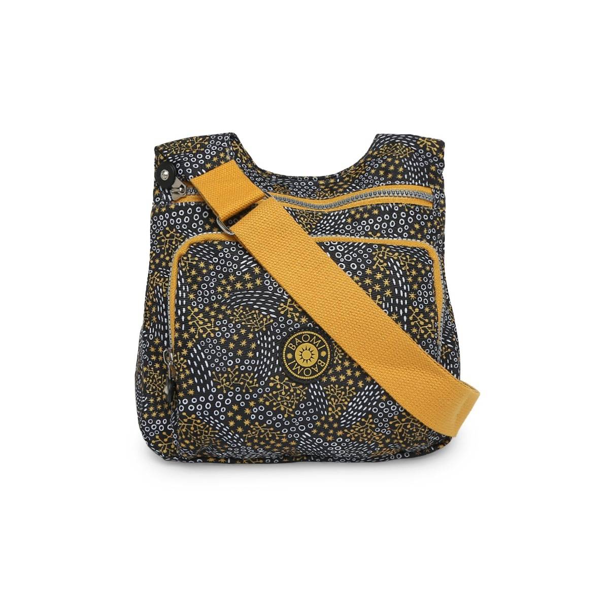 Baomi CRINKLE Range Black & Yellow Color Soft Case Nylon Shoulder Bag