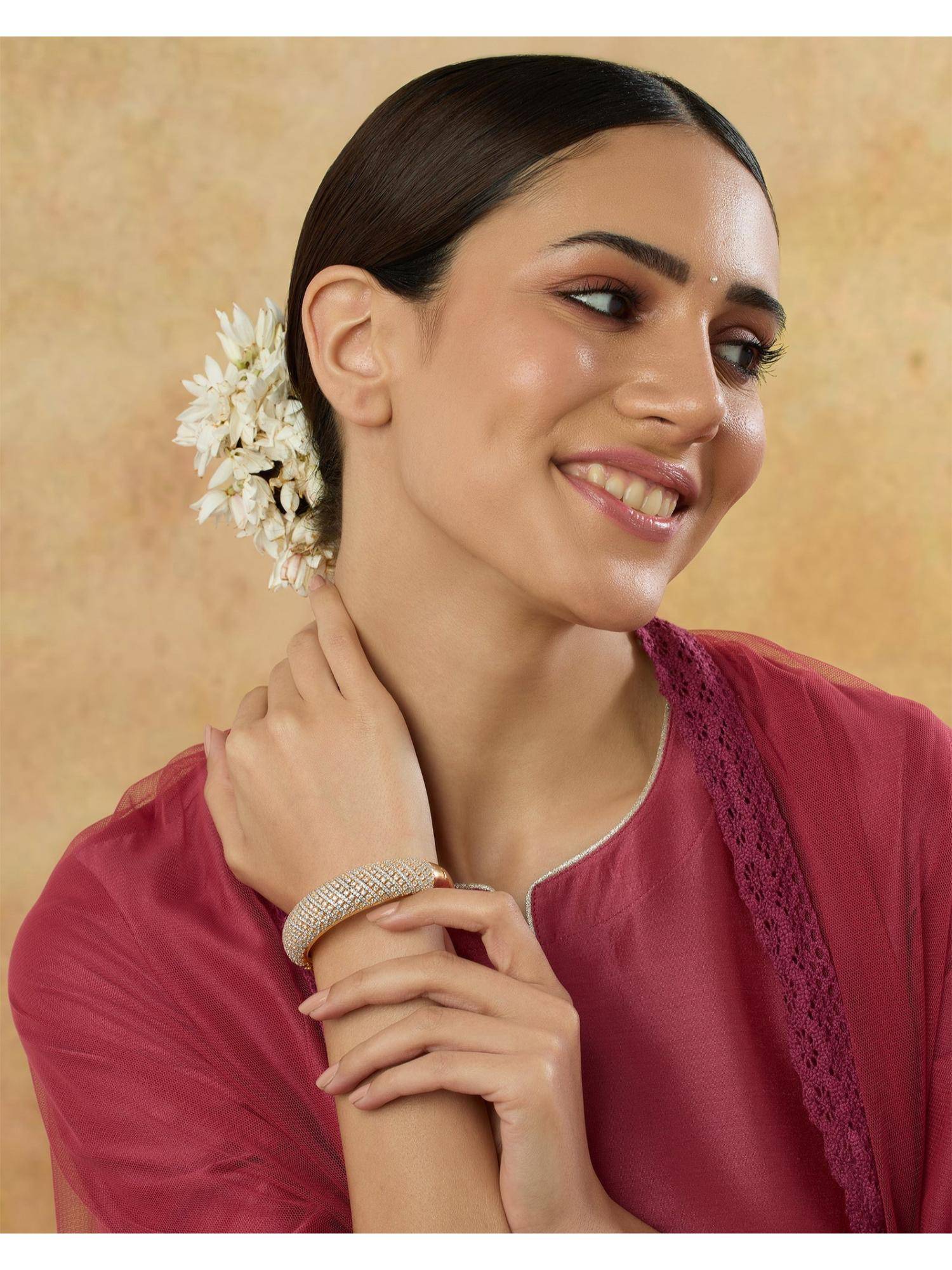 Indinoor Gold Zircon Cocktail Cuff