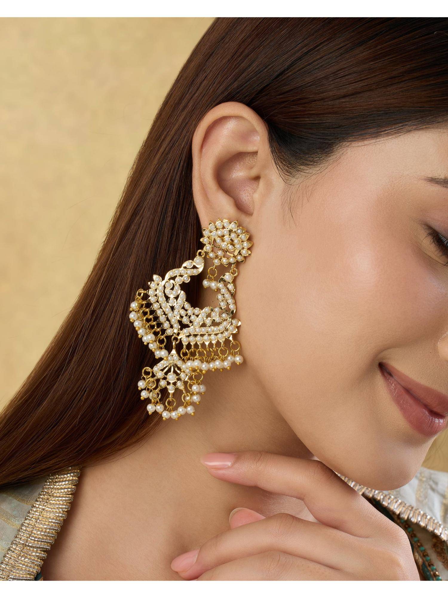 Indinoor Vanyra Jadau Chandbali Earrings