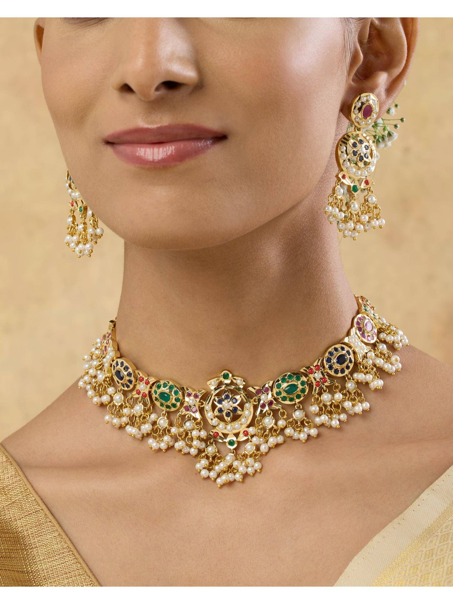 Indinoor Tashira Jadau Necklace Set