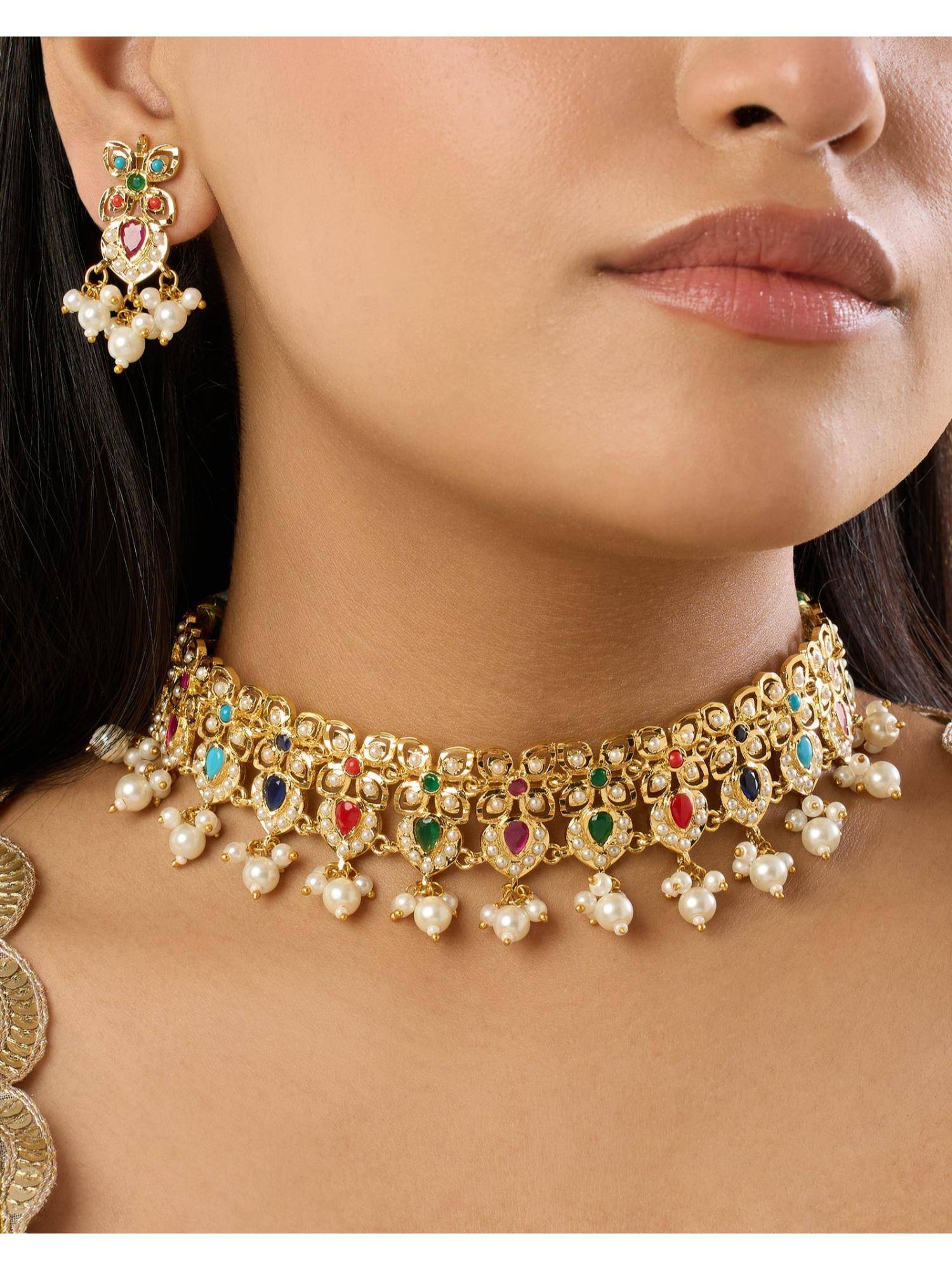 Indinoor Bitara Jadau Necklace Set