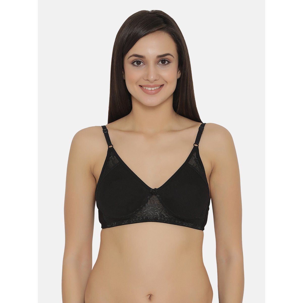 Buy Clovia Cotton Rich Solid Non-Padded Full Cup Wire Free T-shirt Bra -  Black online