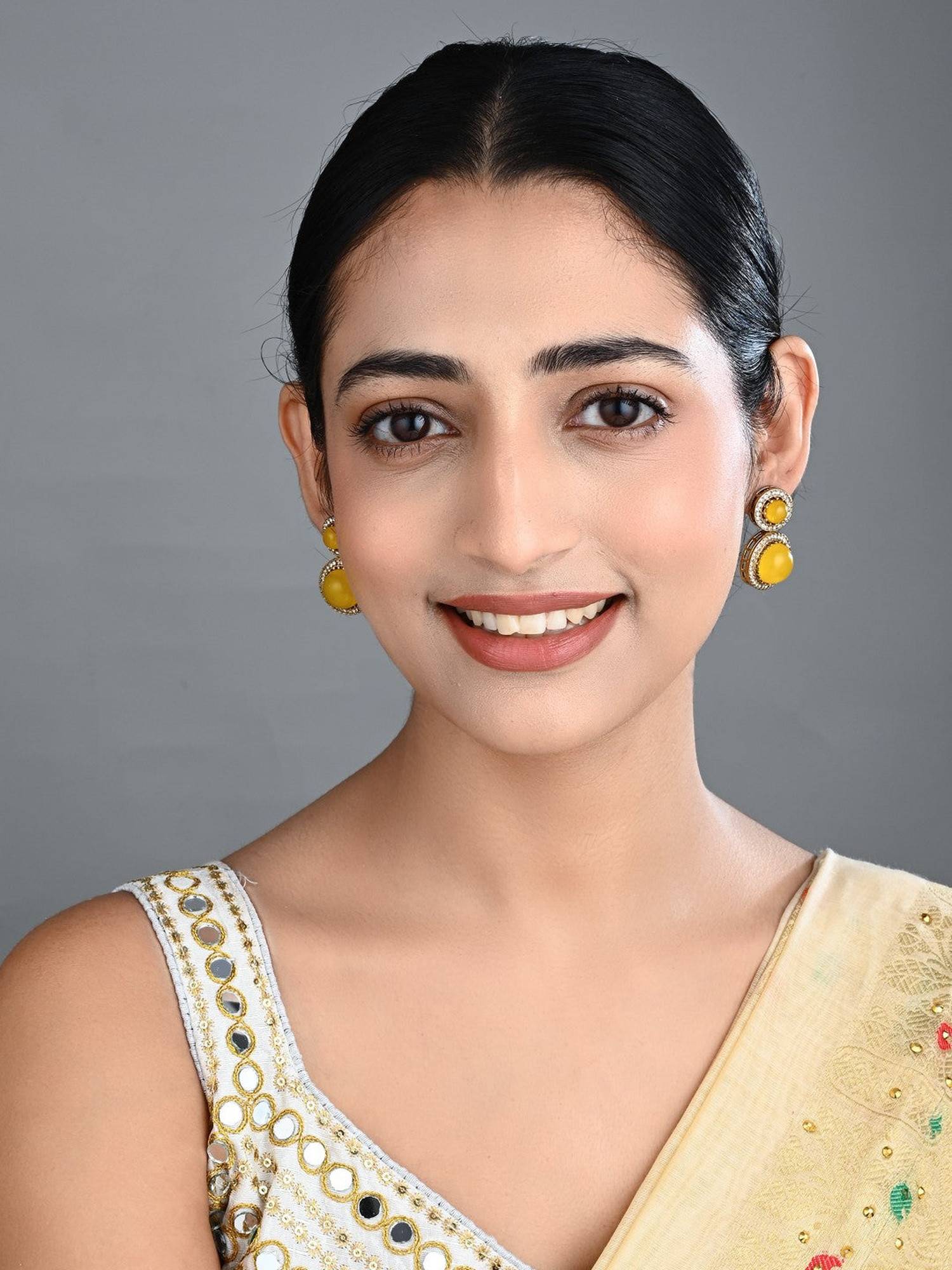 Anvik Crystal Yellow Halo Drop Earrings