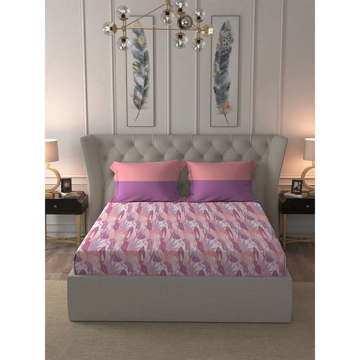 Buy My Trident Comfort Living Cotton, 120 Tc, 1 Bedsheet, 2 Pillow