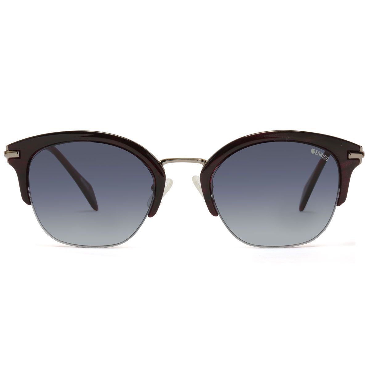 Enrico Burgundy Polycarbonate Clubmaster Closet Unisex Sunglasses
