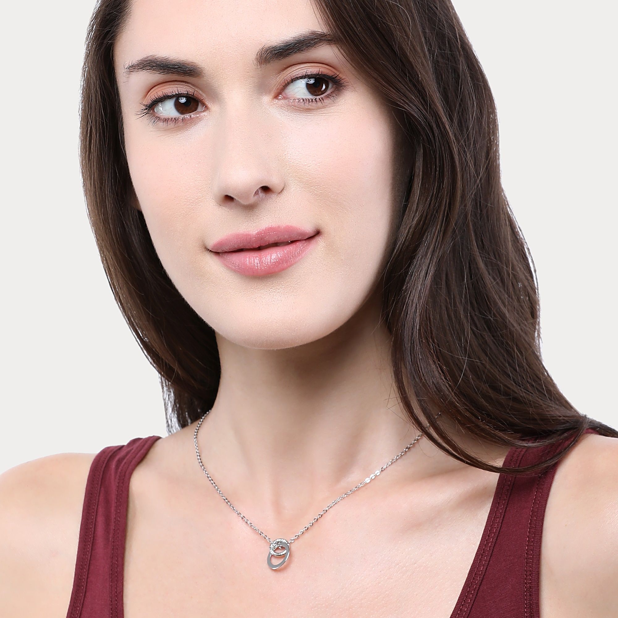 Accessorize London Women's Textured Circle Link Pendant Necklace Buy