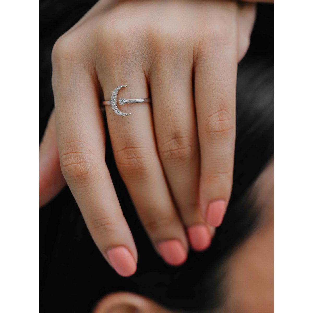 Skyrim Women Moon Phase Ring Stainless Steel Crescent Moon Witch Amulet Finger  Rings Fashion Celestial Jewelry Gift for Lover