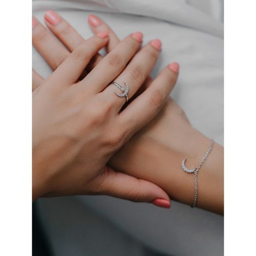 Buy Shaya by CaratLane A Lunar Dream Moon Ring In 925 Silver Online - Main Image