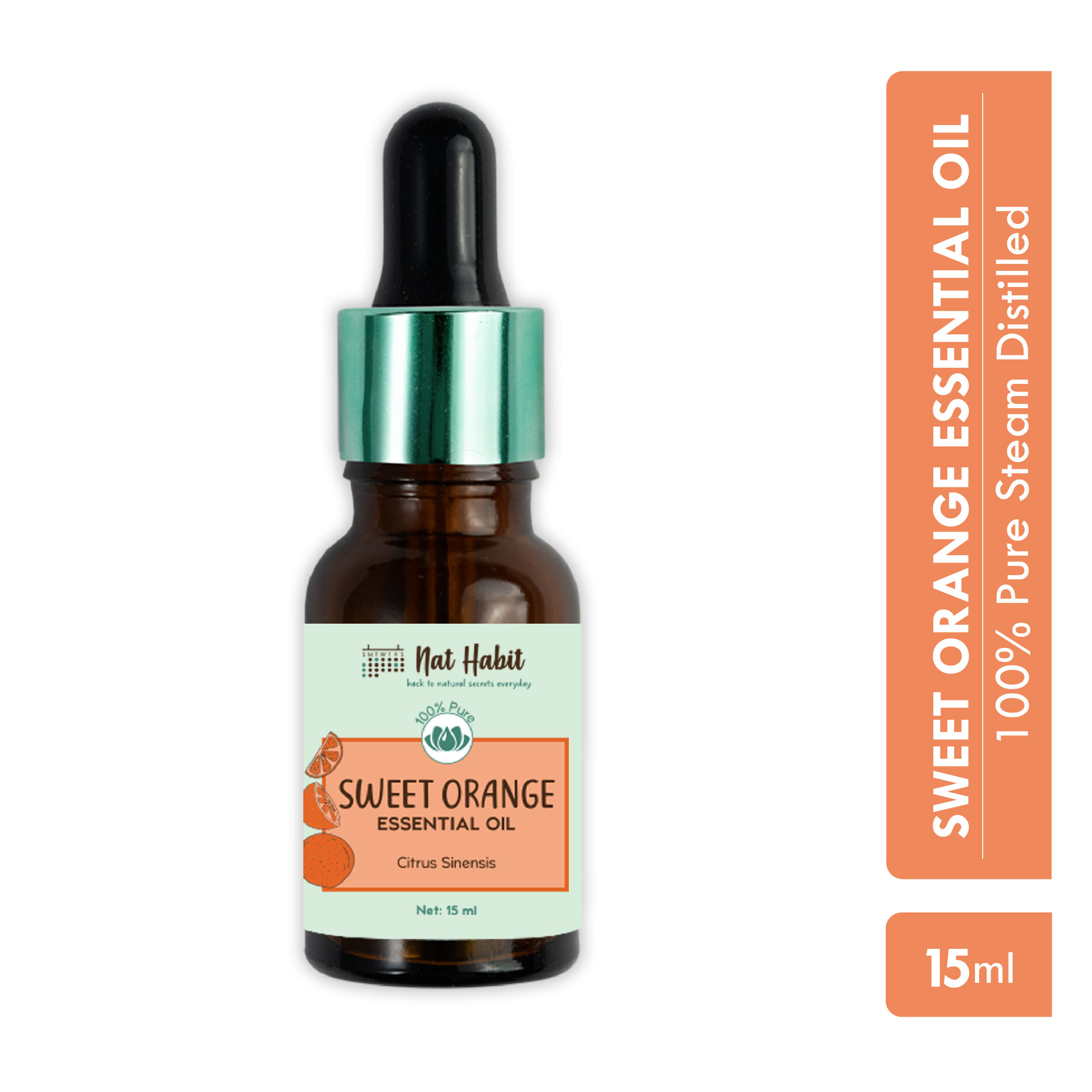 Nat Habit Pure Sweet Orange Essential Oil, Acne, Blemish, De-Tan, Aromatherapy, Diffuser - 100% Pure