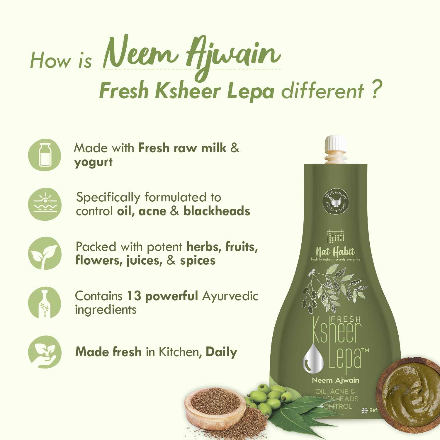Nat Habit Fresh Neem Ajwain Ksheer Lepa Ayurvedic Face Pack Buy Nat