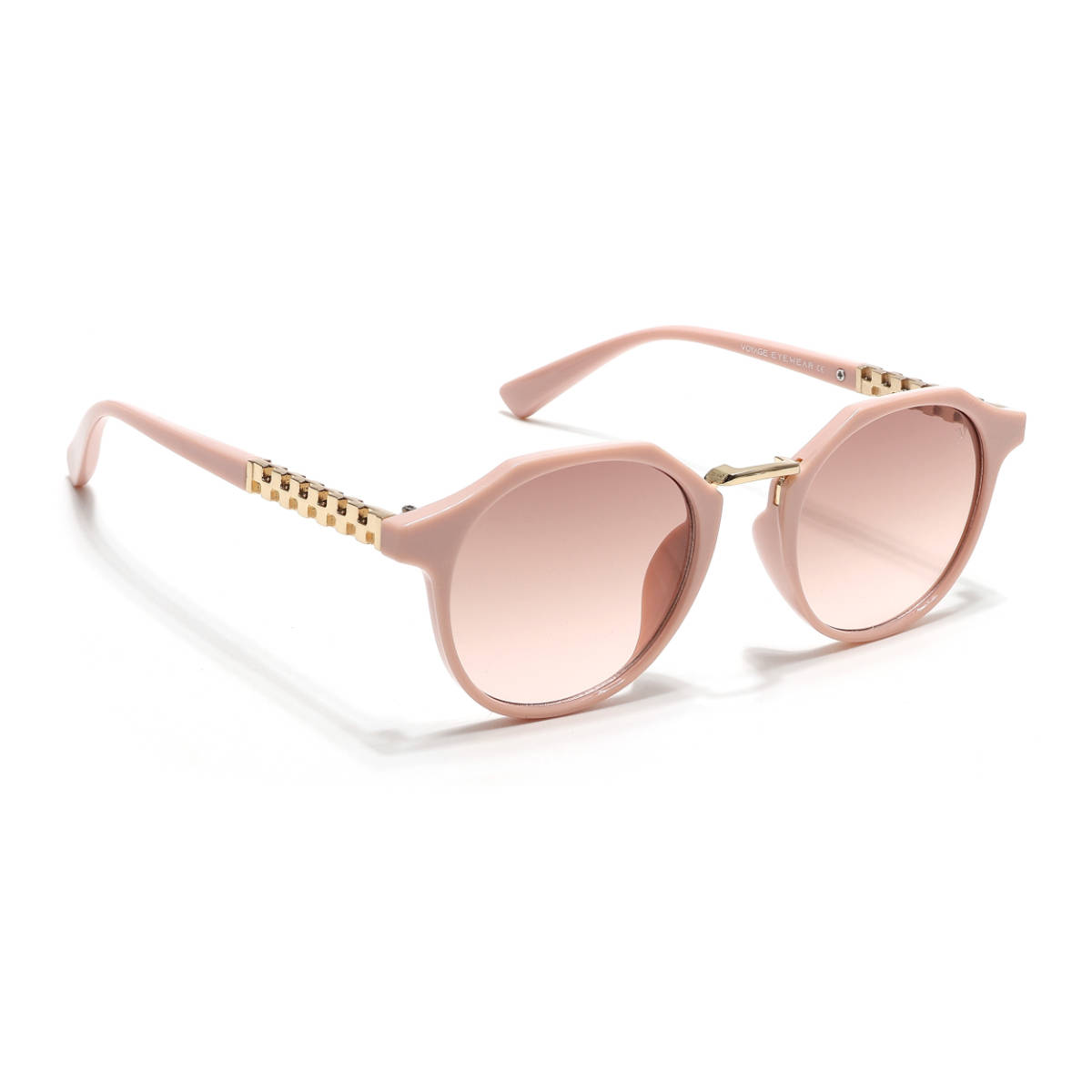 Voyage Women Round Sunglasses Beige & Clear Lens with Nude Frame (MG6428) (48)