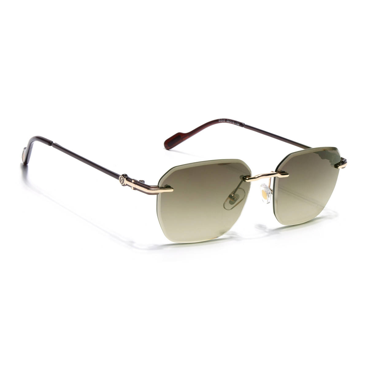 Voyage Unisex Rimless Sunglasses Green & Clear Lens with Golden Frame (MG6613) (56)