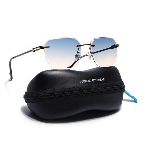 Buy Voyage Unisex Rimless Sunglasses Blue Light Brown Lens with
